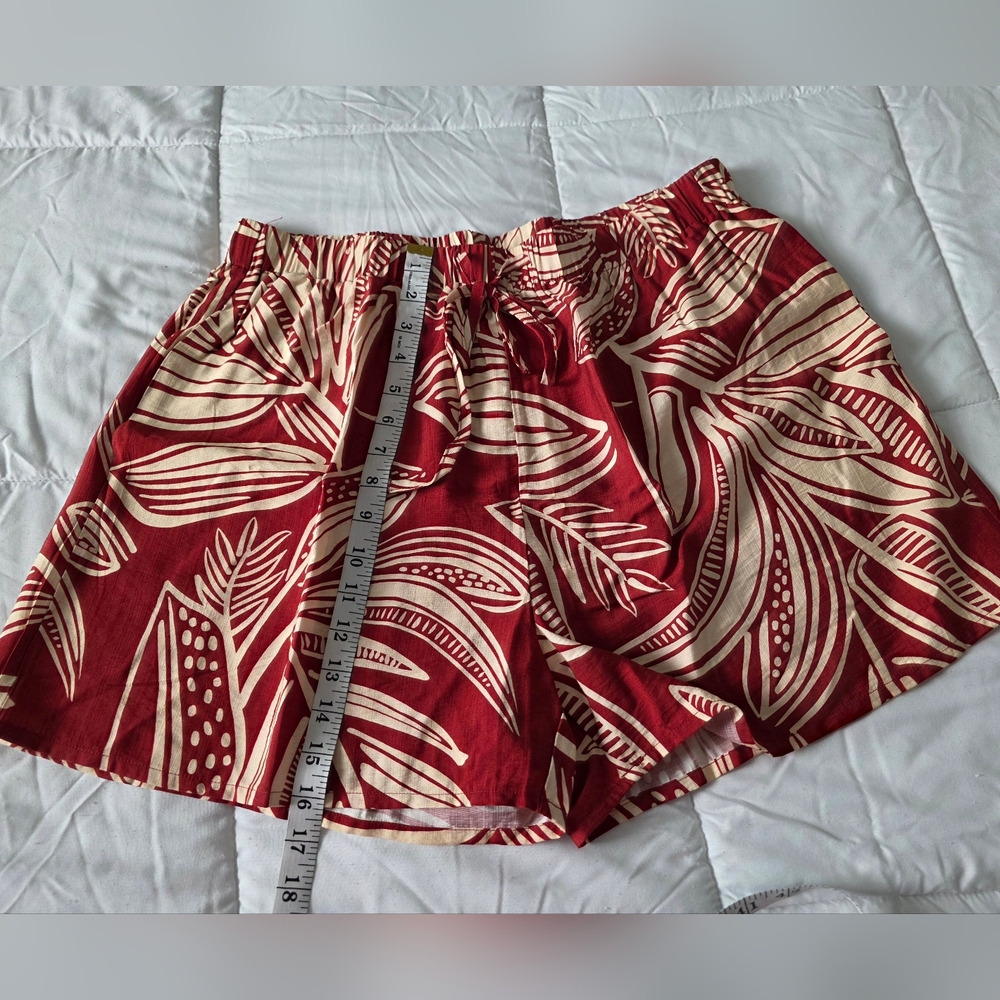 Tropical Print 2 Piece Vacation Set - Short Sleeve Top - Drawstring Shorts XL - Picture 8 of 11